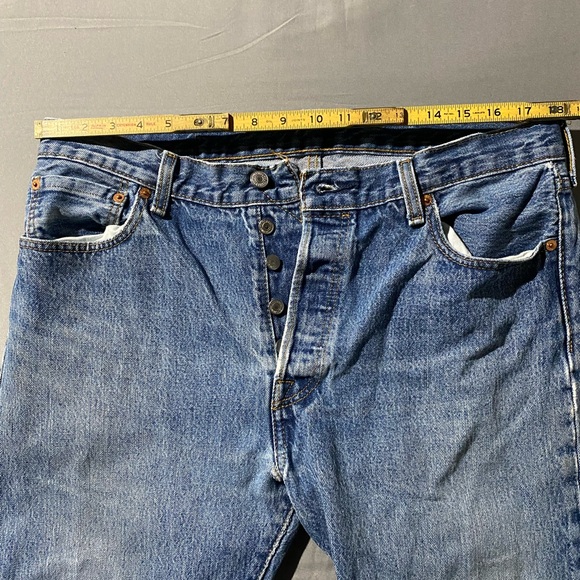 Levi's Men's Straight Jeans in Distressed Blue - Picture 6 of 12